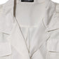 Dolce & Gabbana White Silk Collared 3/4 Sleeves Blouse Top