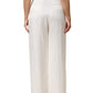 Brian Dales White Viscose Linen Wide Leg Palazzo Womens Pants