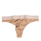 Dolce & Gabbana Beige Lace Logo Elastic Waist Thong Tanga Underwear