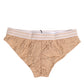 Dolce & Gabbana Beige Lace Brasiliano Briefs Logo Waistband Underwear