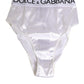 Dolce & Gabbana White Satin High-Waist Brief Logo Women Underwear
