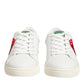 Dolce & Gabbana White Leather Rose Embroidery Low-Top  Shoes