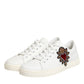 Dolce & Gabbana White Leather Sacred Heart Patch Sneakers Shoes