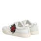 Dolce & Gabbana White Leather Sacred Heart Patch Sneakers Shoes
