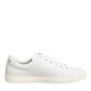 Dolce & Gabbana White Leather Sacred Heart Patch Sneakers Shoes