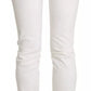Just Cavalli White Cotton Slim Fit Mid Waist Skinny Trouser Jeans