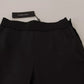 Dolce & Gabbana Black Leather Elastic Waist Trouser Pants