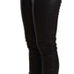 Dolce & Gabbana Black Leather Elastic Waist Trouser Pants
