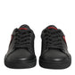 Dolce & Gabbana Black Leather Crystal Heart Low Top Sneakers  Shoes