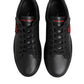 Dolce & Gabbana Black Leather Crystal Heart Low Top Sneakers  Shoes