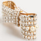 Dolce & Gabbana Gold Brass Glas Crystal Faux Pearl Embellished Brooch