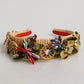 Dolce & Gabbana Multicolor Crystal Floral Gold Green Velvet Crown Headband