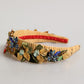 Dolce & Gabbana Multicolor Crystal Floral Gold Green Velvet Crown Headband