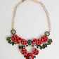 Dolce & Gabbana Red Rose Floral Crystal Embellished Statement Jewelry Necklace