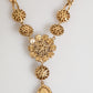 Dolce & Gabbana Gold Brass Crystal Pearl Purple Floral Pendant Jewelry Necklace