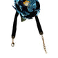 Dolce & Gabbana Blue Floral Appliqué Velvet Choker Crystal Beads Necklace