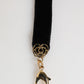 Dolce & Gabbana Blue Floral Appliqué Velvet Choker Crystal Beads Necklace