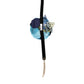 Dolce & Gabbana Blue Floral Appliqué Velvet Choker Crystal Beads Necklace