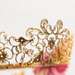 Dolce & Gabbana Gold Floral Tiara Pink Roses Crystal Crown Headband