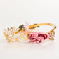 Dolce & Gabbana Gold Floral Tiara Pink Roses Crystal Crown Headband