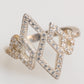 Nialaya Geometric Diamond Shape Pave CZ Crystal Jewelry Ring