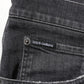 Dolce & Gabbana Black Cotton Slim Fit Distressed Ripped Logo Jeans