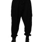 Dolce & Gabbana Black Cotton Blend Cargo Joggers Drawstring Pants