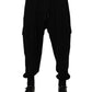 Dolce & Gabbana Black Cotton Blend Cargo Joggers Drawstring Pants