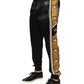 Dolce & Gabbana Black Gold Satin Crown Side Stripe Jogger Pants