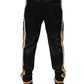 Dolce & Gabbana Black Gold Satin Crown Side Stripe Jogger Pants