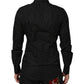 Dolce & Gabbana Black Polka Dot Cotton GOLD Men Formal Dress Shirt