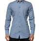 Dolce & Gabbana Blue Cotton Collared GOLD Formal Dress Shirt