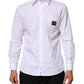 Dolce & Gabbana White Logo Plaque Collared Formal Dress  Shirt