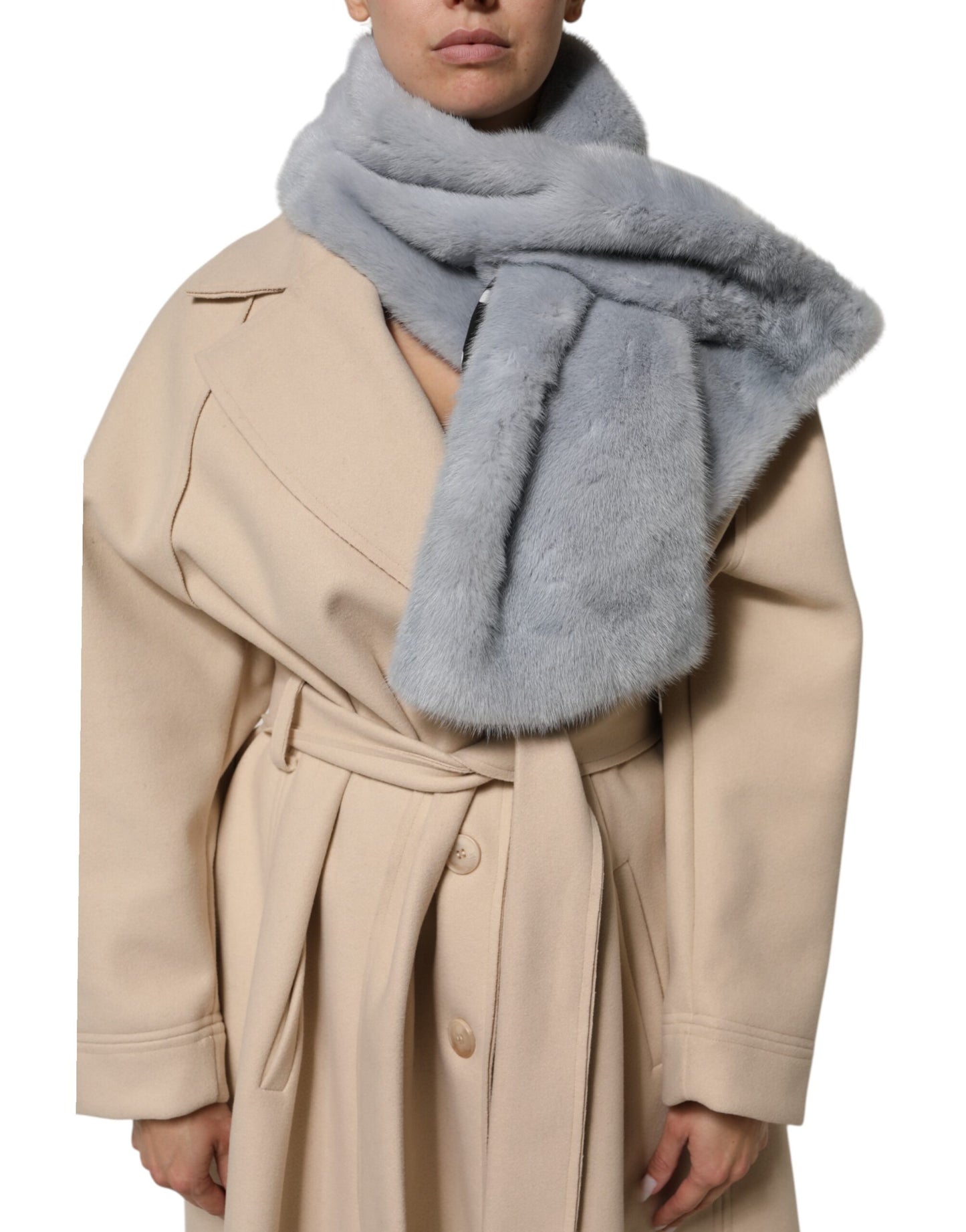 Dolce & Gabbana Powder Blue Mink Fur Neck Warmer Scarf