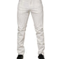 Dolce & Gabbana Off White Cotton Stretch Slim Fit Denim Jeans