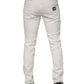 Dolce & Gabbana Off White Cotton Stretch Slim Fit Denim Jeans