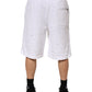 Dolce & Gabbana White Ripped Mid Waist Casual Bermuda Short