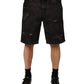 Dolce & Gabbana Black Cotton Tattered Denim Men Bermuda Short