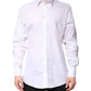 Dolce & Gabbana White Cotton Collared GOLD FormalDress Shirt