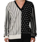 Dolce & Gabbana Black White Stripe Polka V-Neck Pullover Sweater