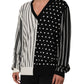 Dolce & Gabbana Black White Stripe Polka V-Neck Pullover Sweater