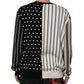 Dolce & Gabbana Black White Stripe Polka V-Neck Pullover Sweater