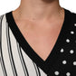 Dolce & Gabbana Black White Stripe Polka V-Neck Pullover Sweater