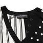 Dolce & Gabbana Black White Stripe Polka V-Neck Pullover Sweater