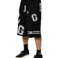 Dolce & Gabbana Black Logo Print Cotton Casual Bermuda Short
