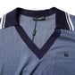 Dolce & Gabbana Blue Collared V-neck Silk Blend Polo T-shirt