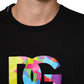 Dolce & Gabbana Black Logo Print Cotton Men Crew Neck T-shirt