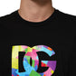 Dolce & Gabbana Black Logo Print Cotton Crew Neck  T-shirt