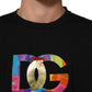 Dolce & Gabbana Black Logo Print Cotton Men Crew Neck T-shirt
