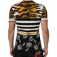 Dolce & Gabbana Multicolor Leopard Palm Leaf Men Crew Neck T-shirt
